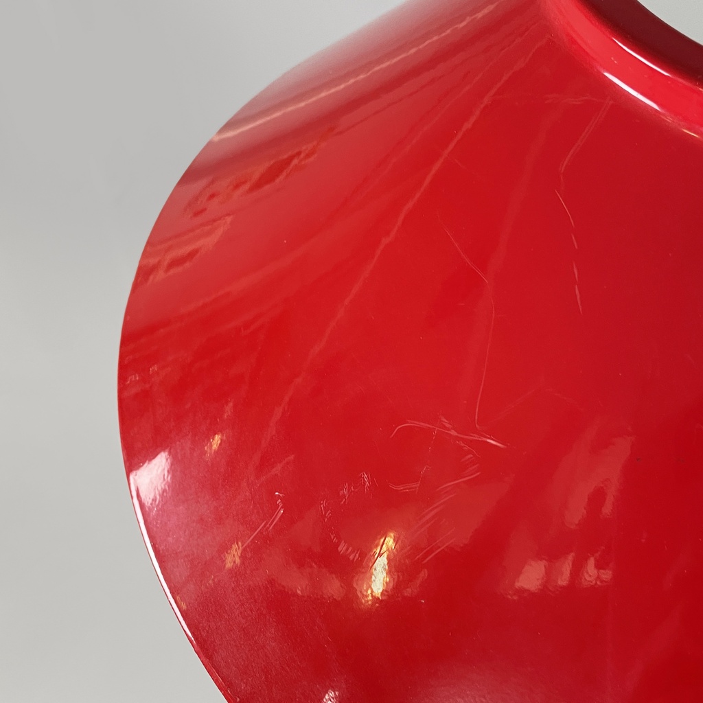 Lampadario in metallo rosso e vetro, 1970 ca.