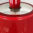 Lampadario in metallo rosso e vetro, 1970 ca.