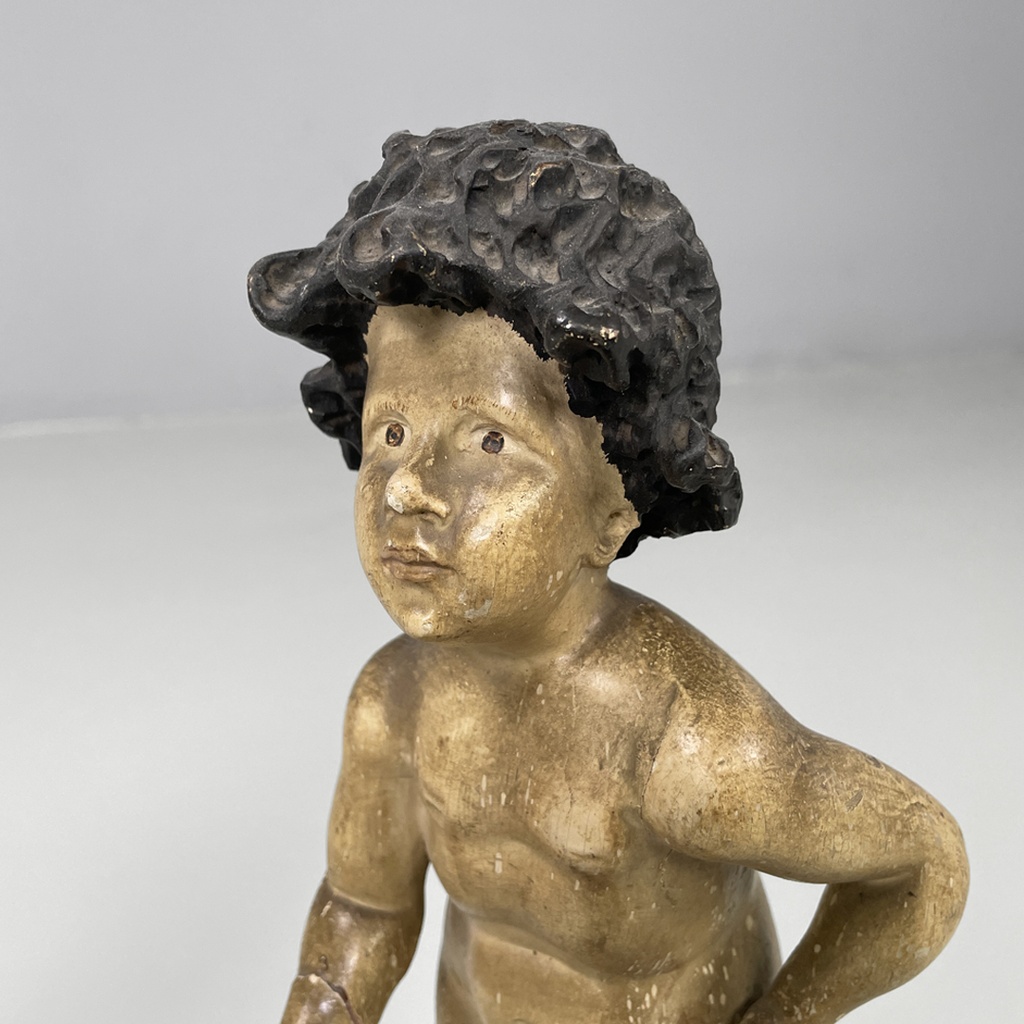 Sculture di putti in legno, fine 1800 ca.