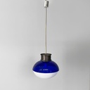 Lampadario in plexiglass blue e bianco, 1970 ca.