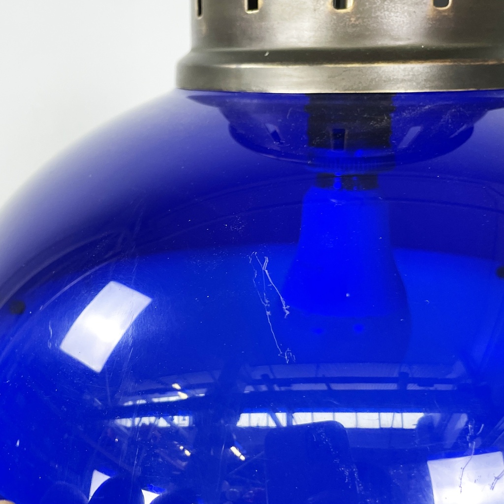 Lampadario in plexiglass blue e bianco, 1970 ca.