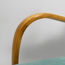 Poltrone in velluto azzurro e legno, 1950 ca.