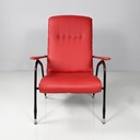 Poltrona in sky rosso e metallo nero, 1960 ca.