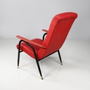 Poltrona in sky rosso e metallo nero, 1960 ca.