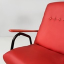 Poltrona in sky rosso e metallo nero, 1960 ca.