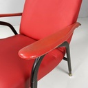 Poltrona in sky rosso e metallo nero, 1960 ca.