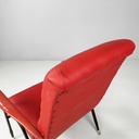 Poltrona in sky rosso e metallo nero, 1960 ca.