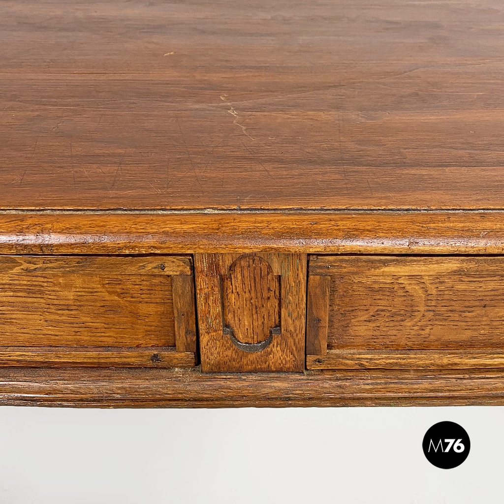 Tavolo da pranzo in legno con due cassetti, 1800 ca. 