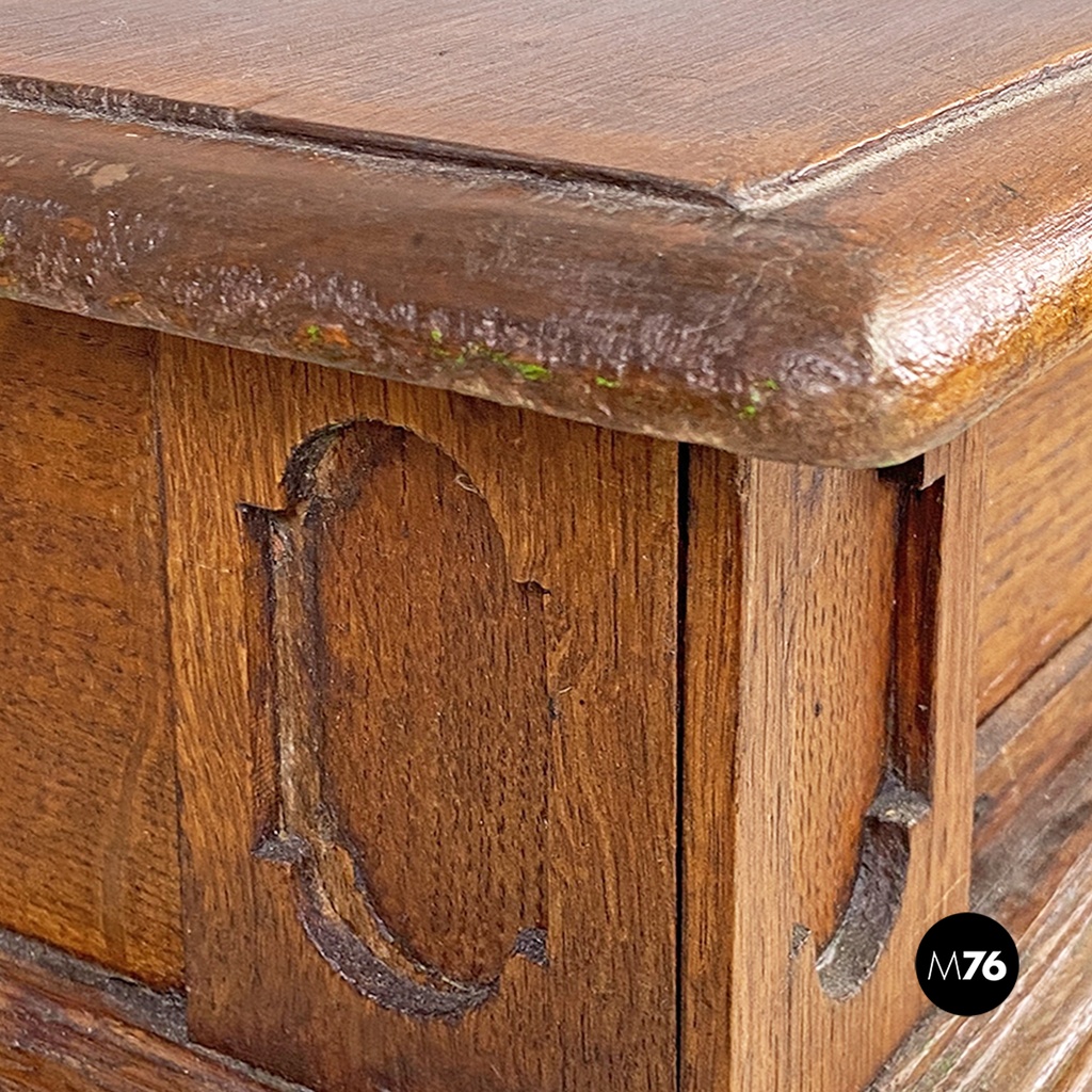 Tavolo da pranzo in legno con due cassetti, 1800 ca. 