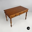 Tavolo da pranzo in legno con due cassetti, 1800 ca. 