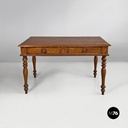Tavolo da pranzo in legno con due cassetti, 1800 ca. 