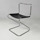 Sedie in acciaio e pelle nera, 1980 ca.