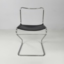 Sedie in acciaio e pelle nera, 1980 ca.