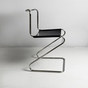 Sedie in acciaio e pelle nera, 1980 ca.