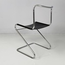 Sedie in acciaio e pelle nera, 1980 ca.