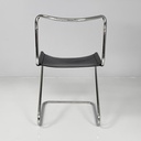 Sedie in acciaio e pelle nera, 1980 ca.