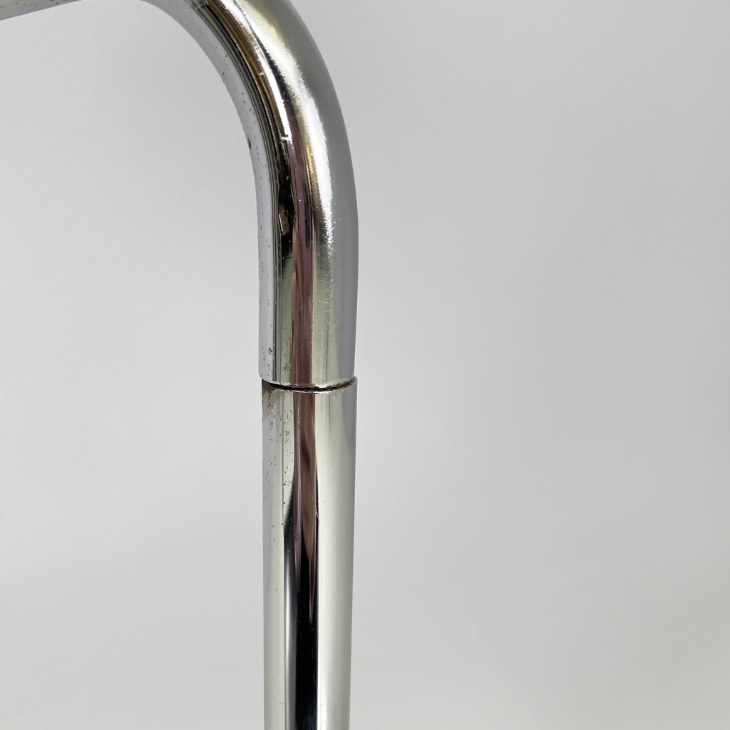 Sedie in acciaio e pelle nera, 1980 ca.