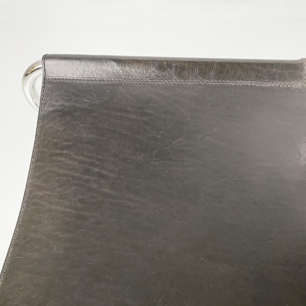 Sedie in acciaio e pelle nera, 1980 ca.