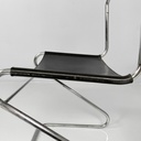 Sedie in acciaio e pelle nera, 1980 ca.