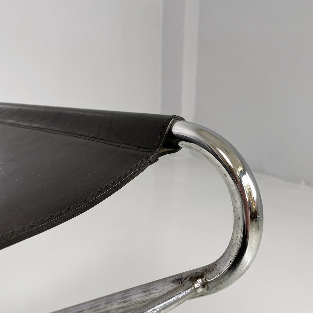 Sedie in acciaio e pelle nera, 1980 ca.