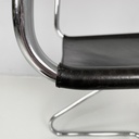 Sedie in acciaio e pelle nera, 1980 ca.