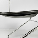 Sedie in acciaio e pelle nera, 1980 ca.