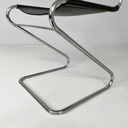 Sedie in acciaio e pelle nera, 1980 ca.