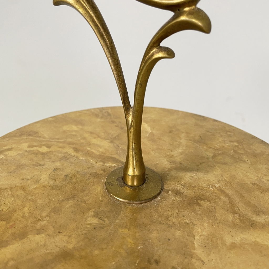 Tavolo da caffè in legno e ottone, 1960 ca.