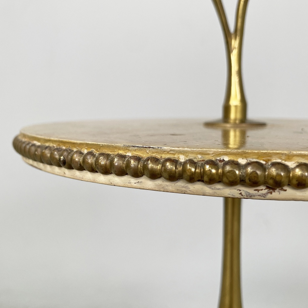 Tavolo da caffè in legno e ottone, 1960 ca.