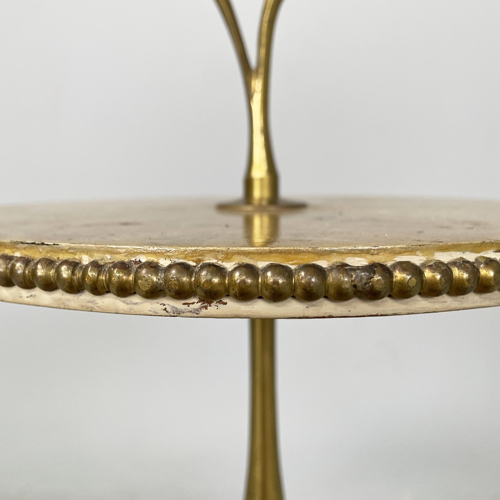 Tavolo da caffè in legno e ottone, 1960 ca.