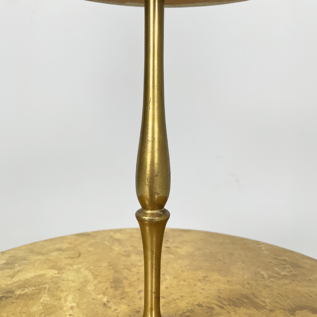 Tavolo da caffè in legno e ottone, 1960 ca.