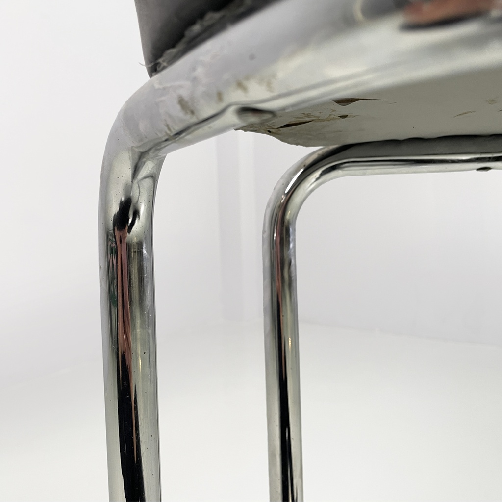 Sgabello in metallo e pelle, 1970 ca.