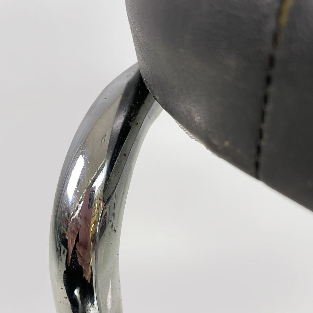 Sgabello in metallo e pelle, 1970 ca.