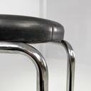 Sgabello in metallo e pelle, 1970 ca.