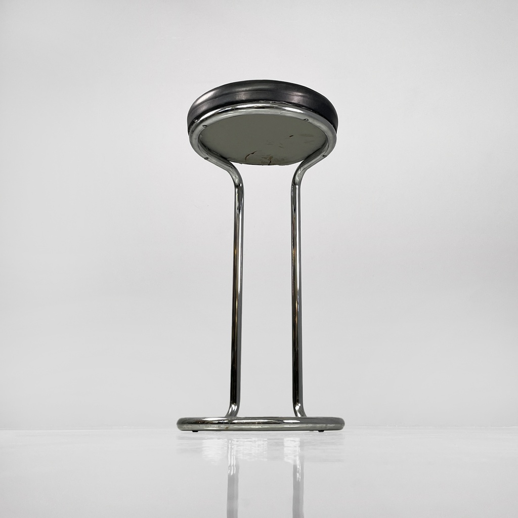 Sgabello in metallo e pelle, 1970 ca.