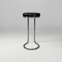 Sgabello in metallo e pelle, 1970 ca.