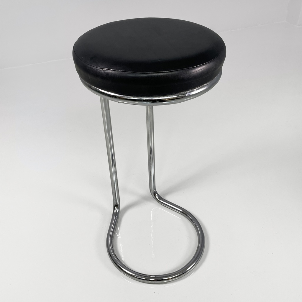 Sgabello in metallo e pelle, 1970 ca.