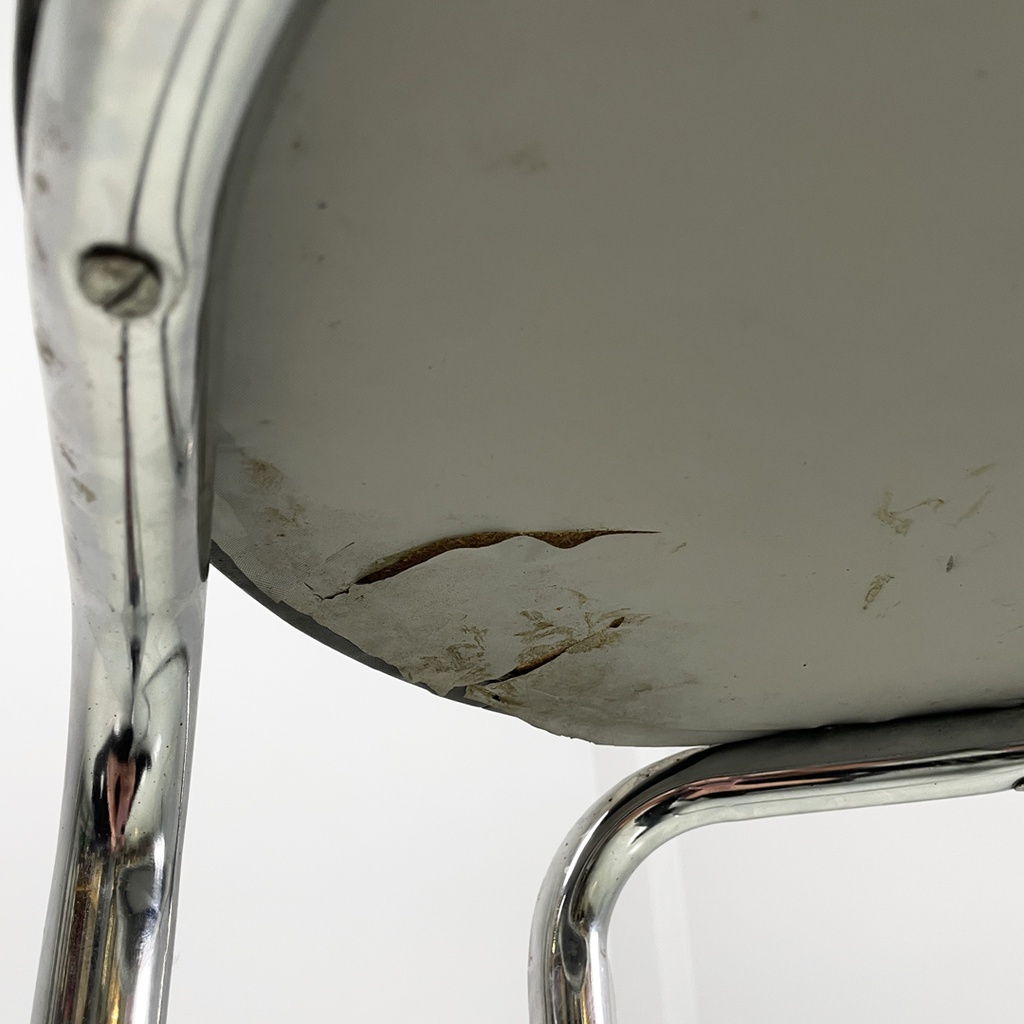 Sgabello in metallo e pelle, 1970 ca.