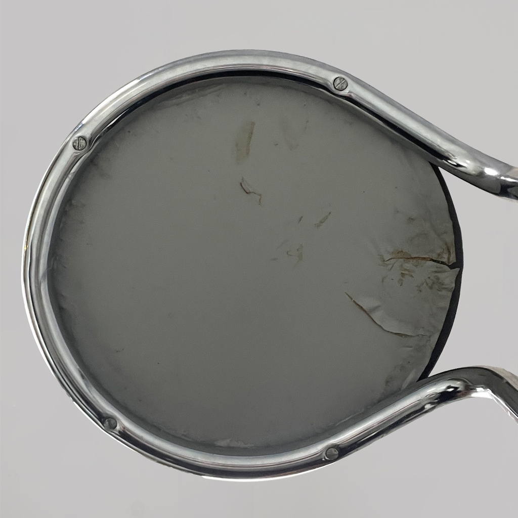 Sgabello in metallo e pelle, 1970 ca.