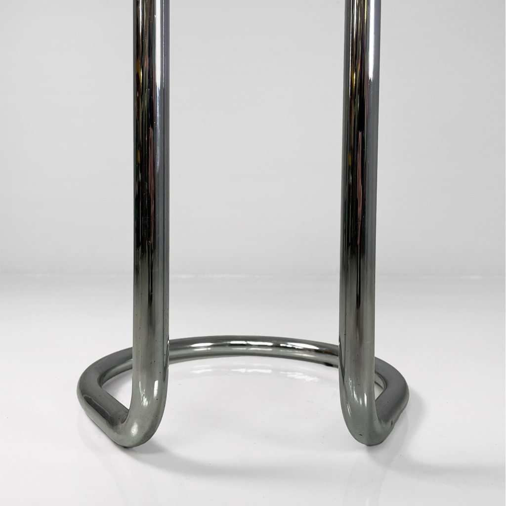 Sgabello in metallo e pelle, 1970 ca.