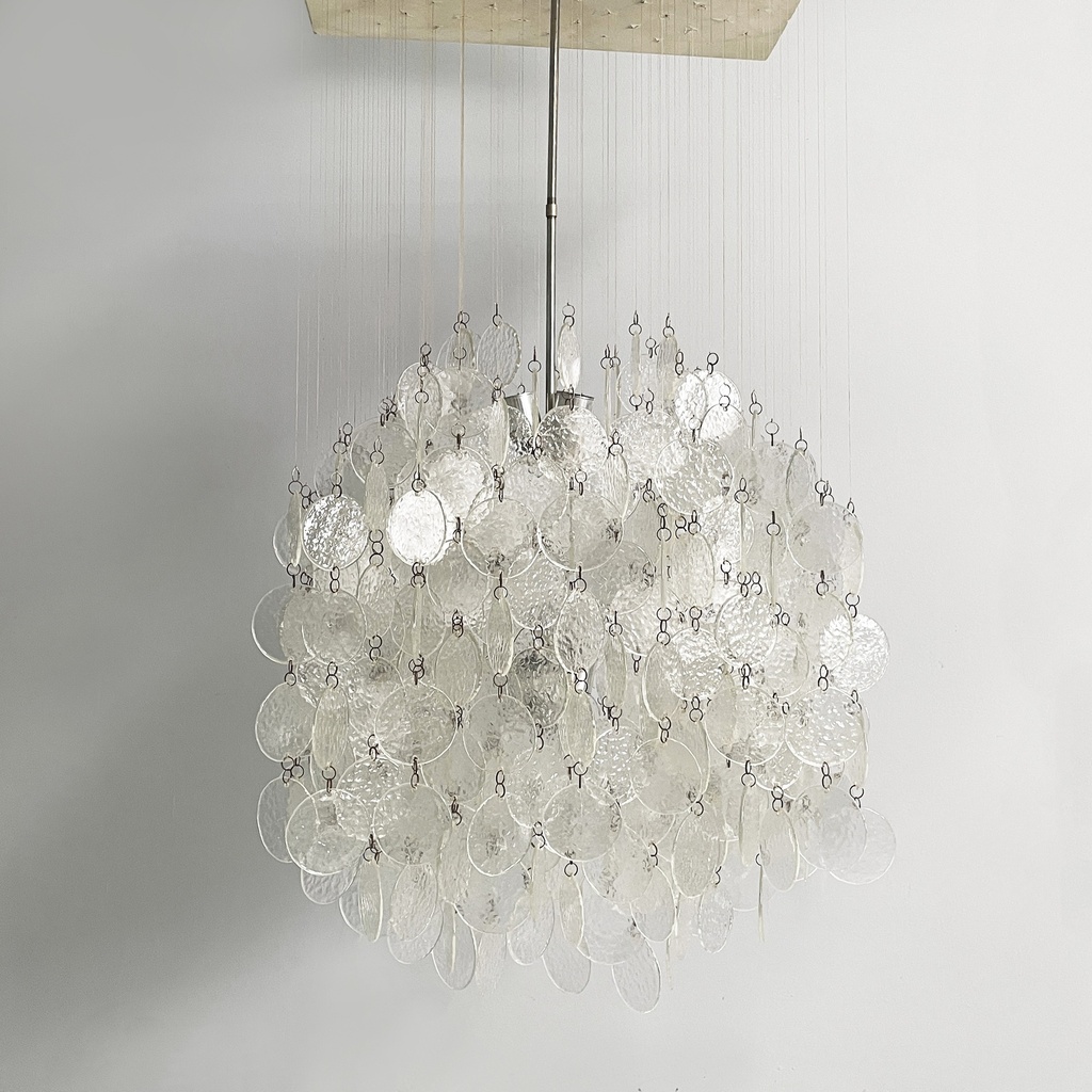 Lampadario pendente in vetro, 1970 ca.