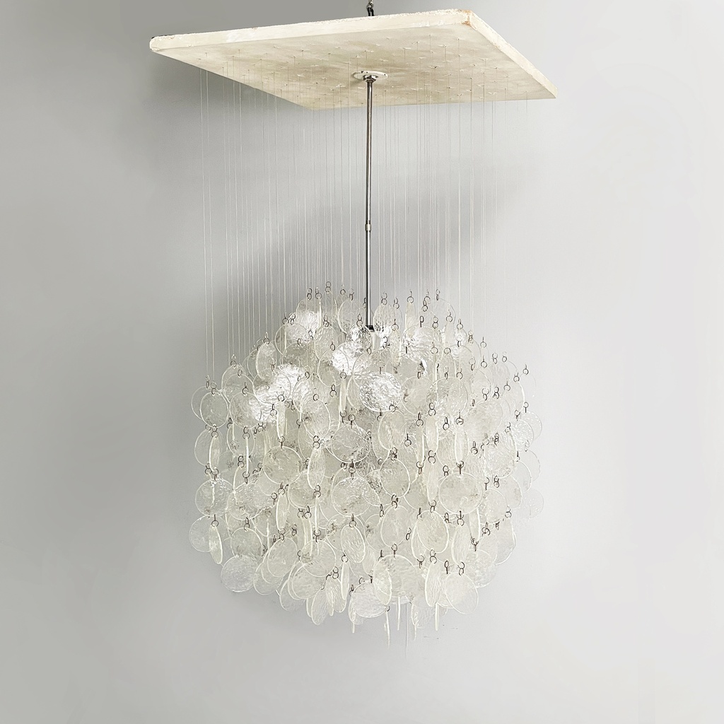 Lampadario pendente in vetro, 1970 ca.