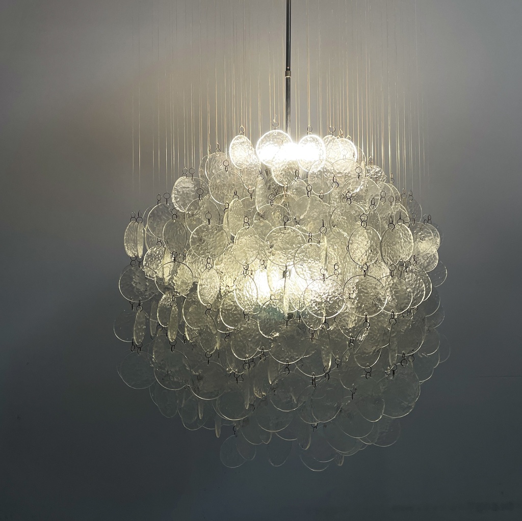 Lampadario pendente in vetro, 1970 ca.