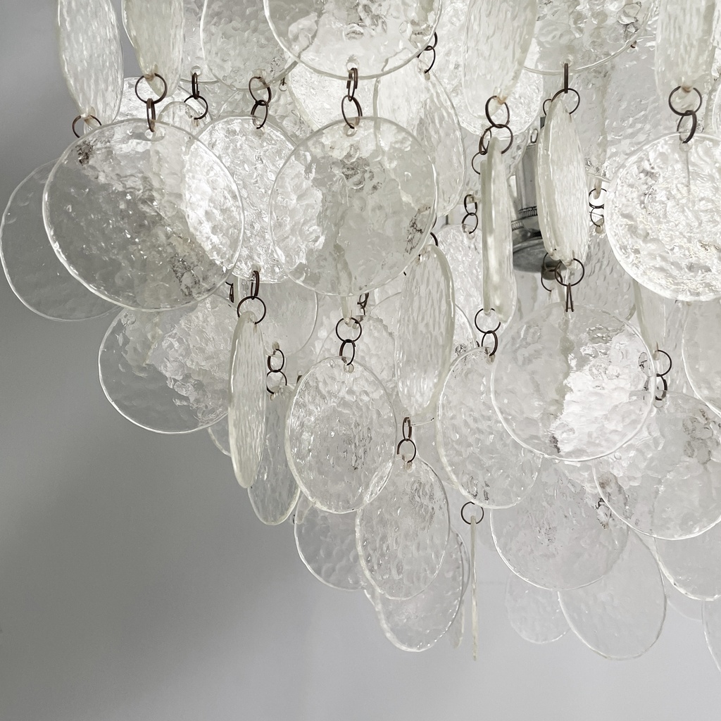 Lampadario pendente in vetro, 1970 ca.