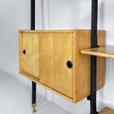Libreria modulare in legno e metallo nero, 1960 ca.