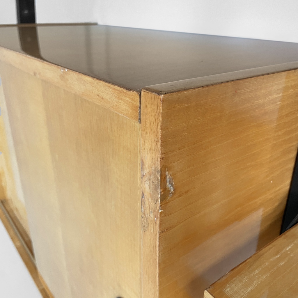 Libreria modulare in legno e metallo nero, 1960 ca.