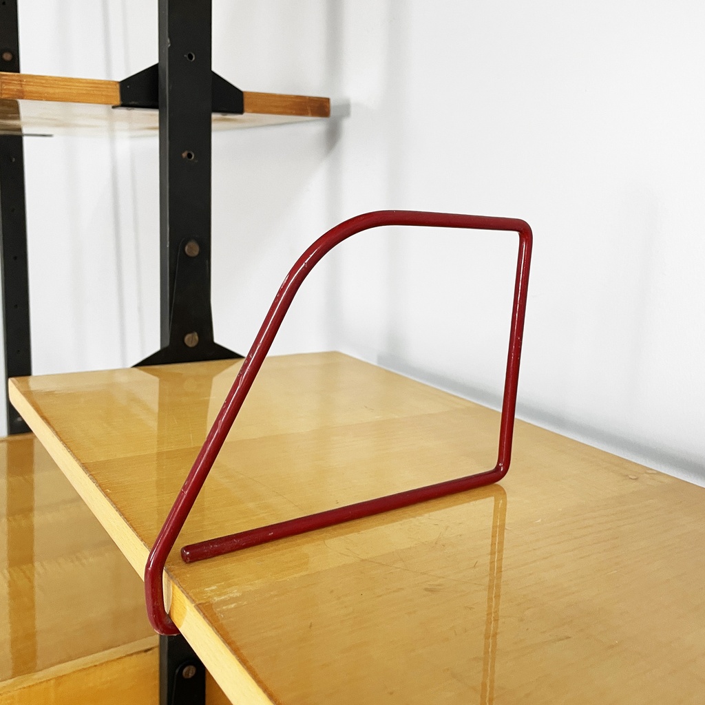 Libreria modulare in legno e metallo nero, 1960 ca.