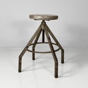 Sgabello in legno grigio e metallo, 1950 ca.