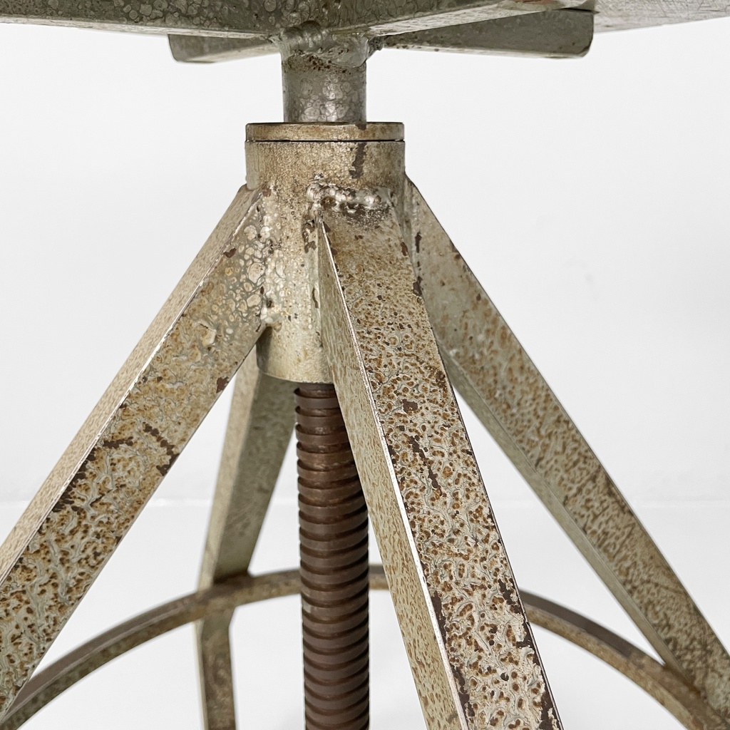 Sgabello in legno grigio e metallo, 1950 ca.