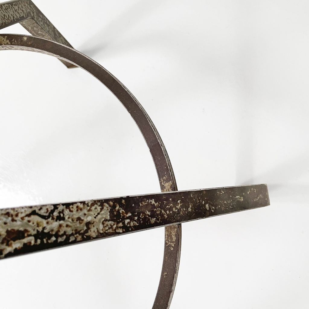 Sgabello in legno grigio e metallo, 1950 ca.